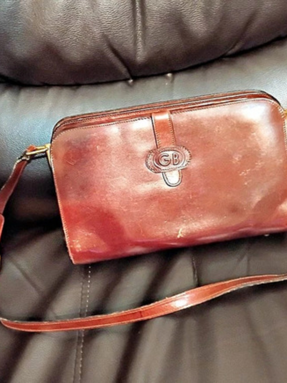 GB Brown Leather-Look Crossbody Bag